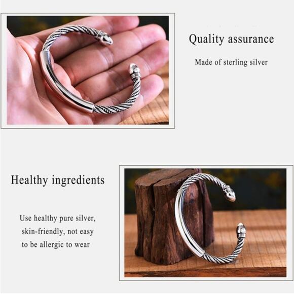 Sterling Silver Twisted Bangle Bracelet Cuff Unisex Mens Women’s Trendy - Picture 12 of 14
